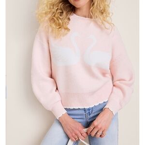 Francesca's Collections Light Pink Swan Sweater